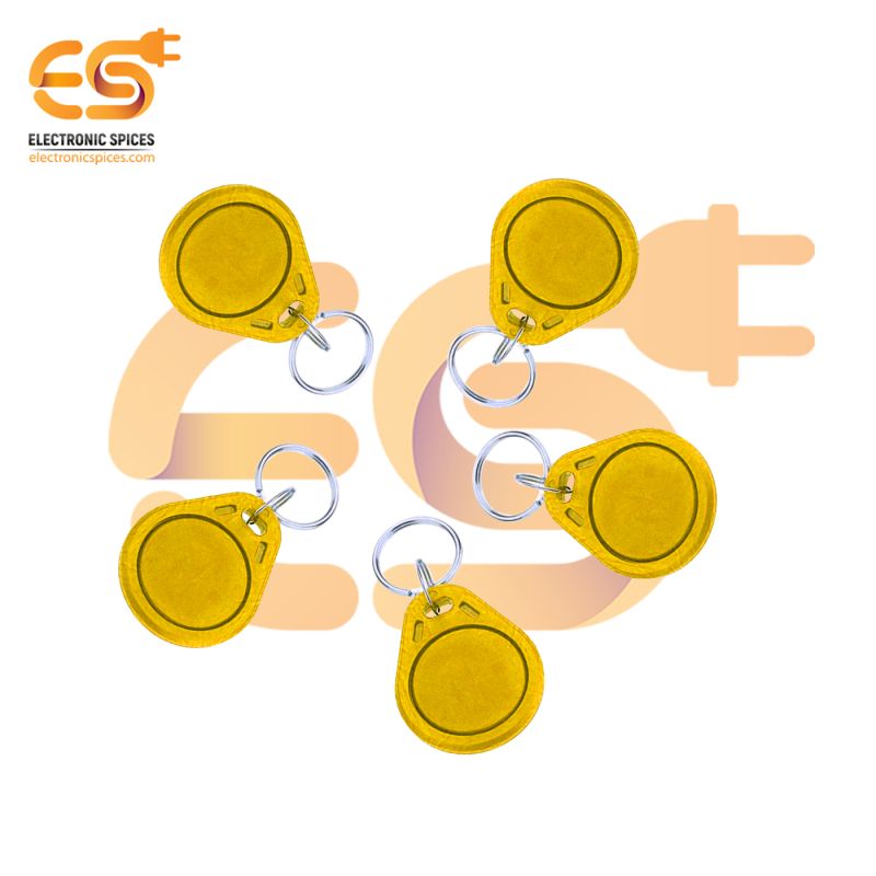 125KHz RFID Tag with Yellow Keychain for Access Control Pack of 5